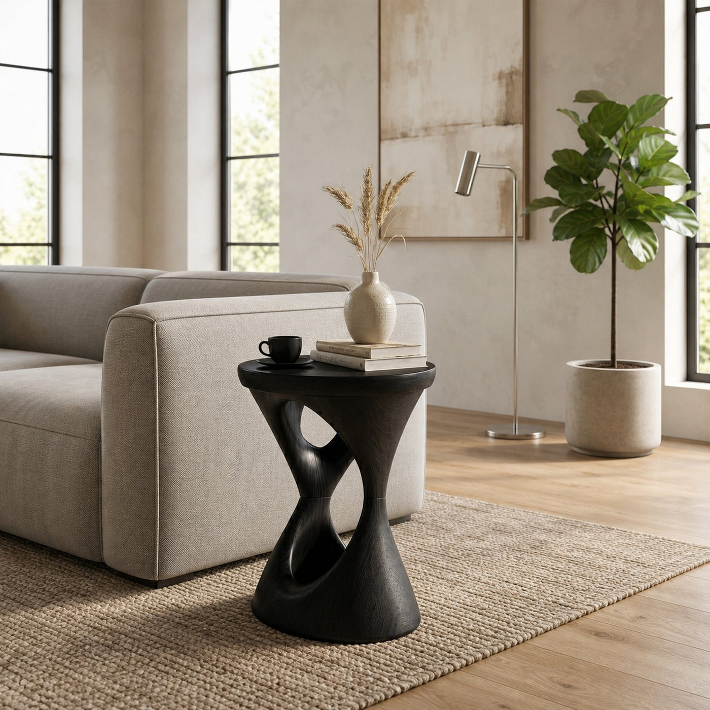 Rustic Sculptural Side Table For Bedroom - product view 7