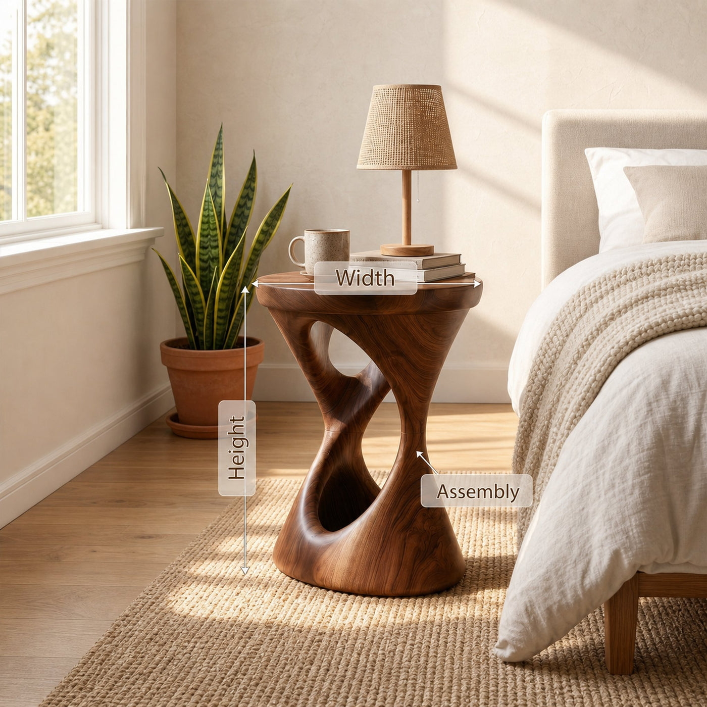 Rustic Sculptural Side Table For Bedroom - product view 8