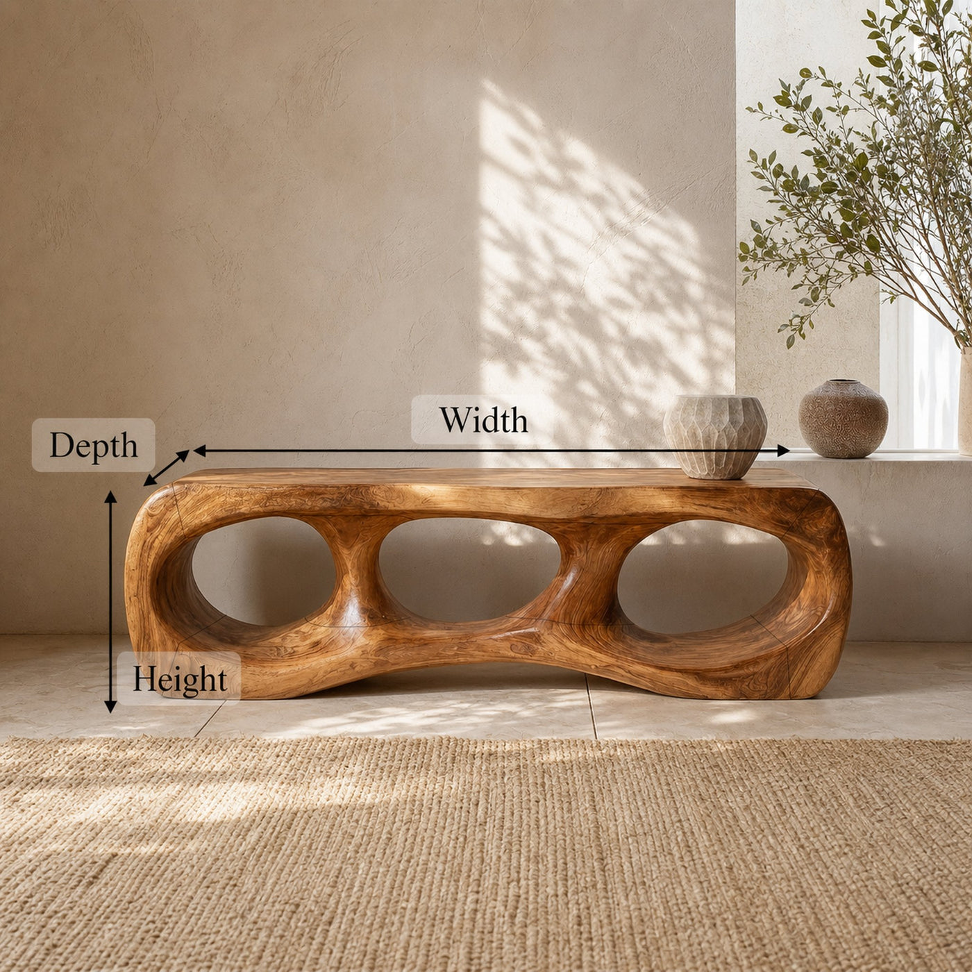 Rustic Sculptural Silhouette Bench For Living Room And Hallway - product view 8