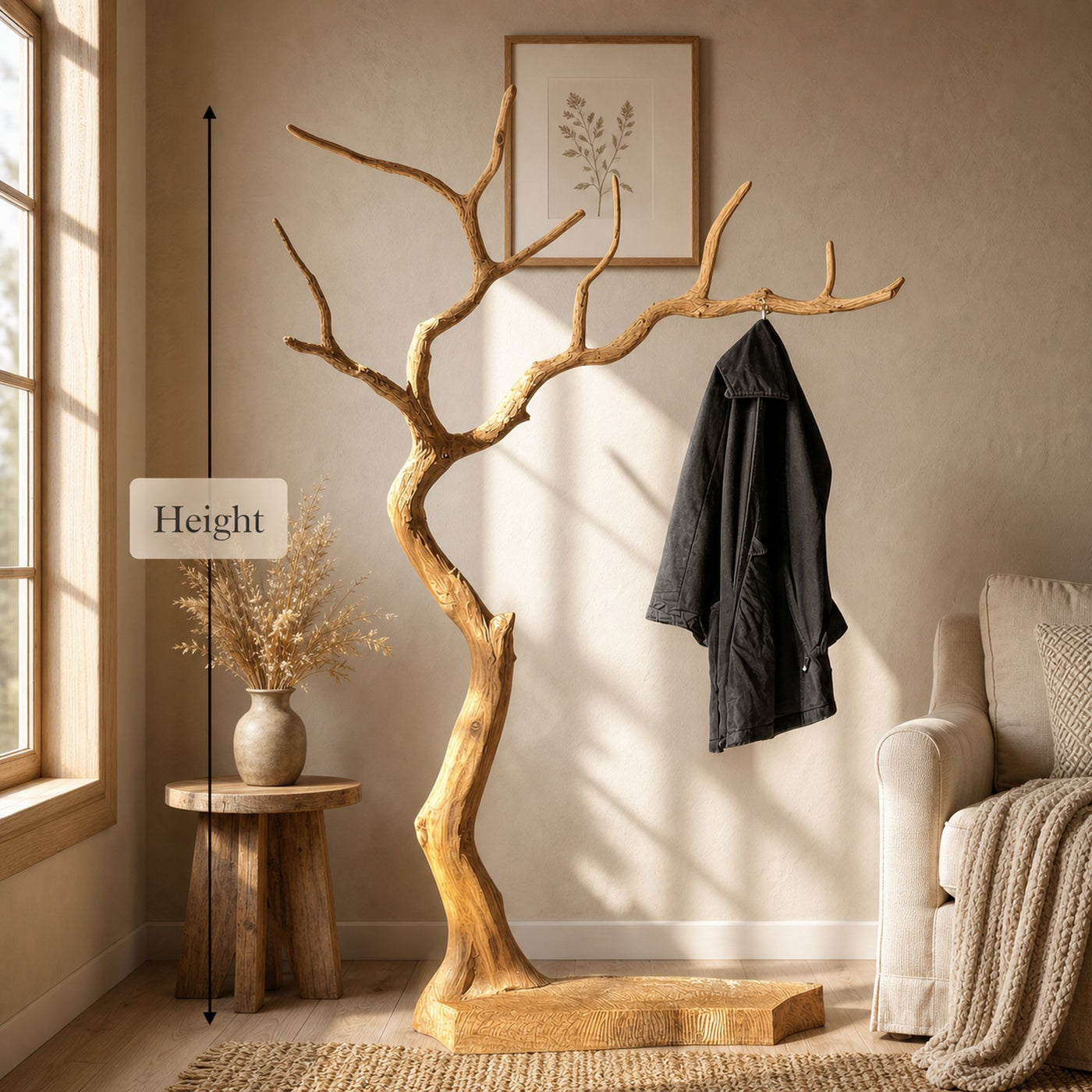 Rustic Sculptural Tree Coat Rack For Entryway And Living Room - product view 6