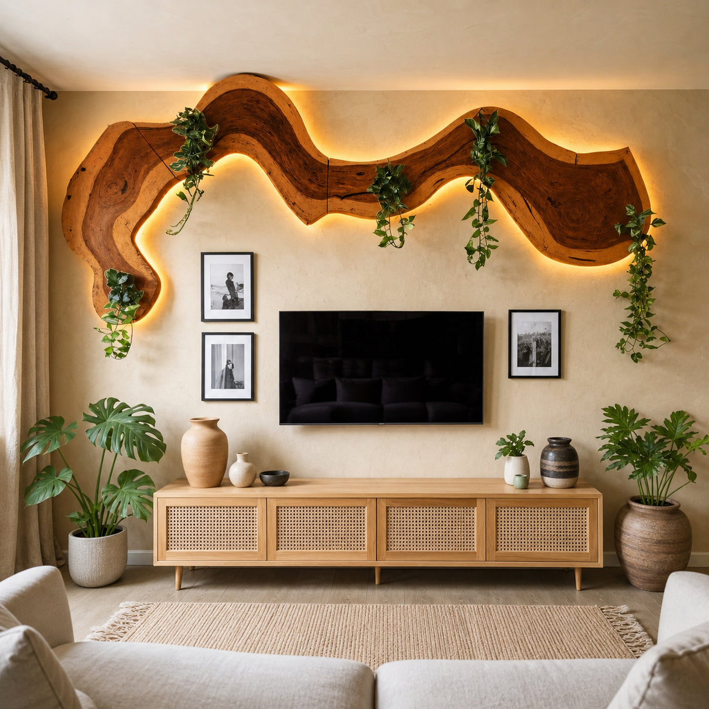 Rustic Sculptural Wall Art For Living Room Above TV - product view 6