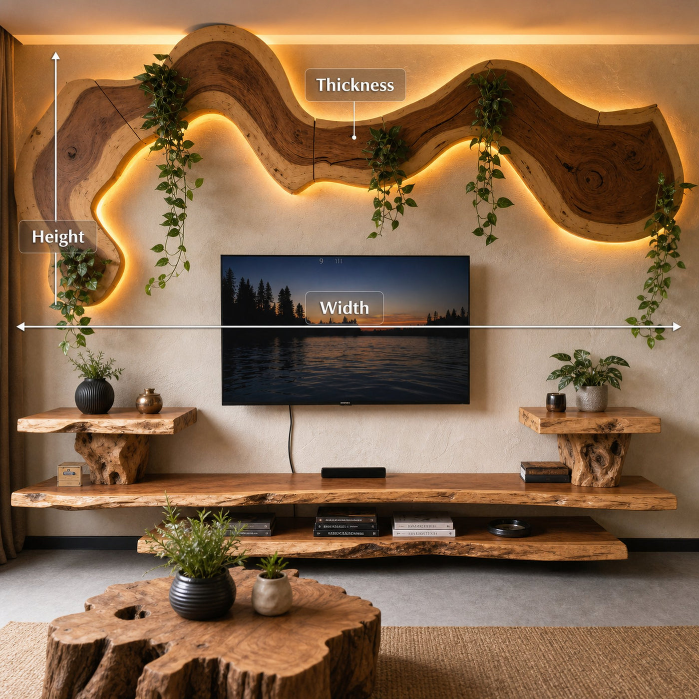 Rustic Sculptural Wall Art For Living Room Above TV - product view 8