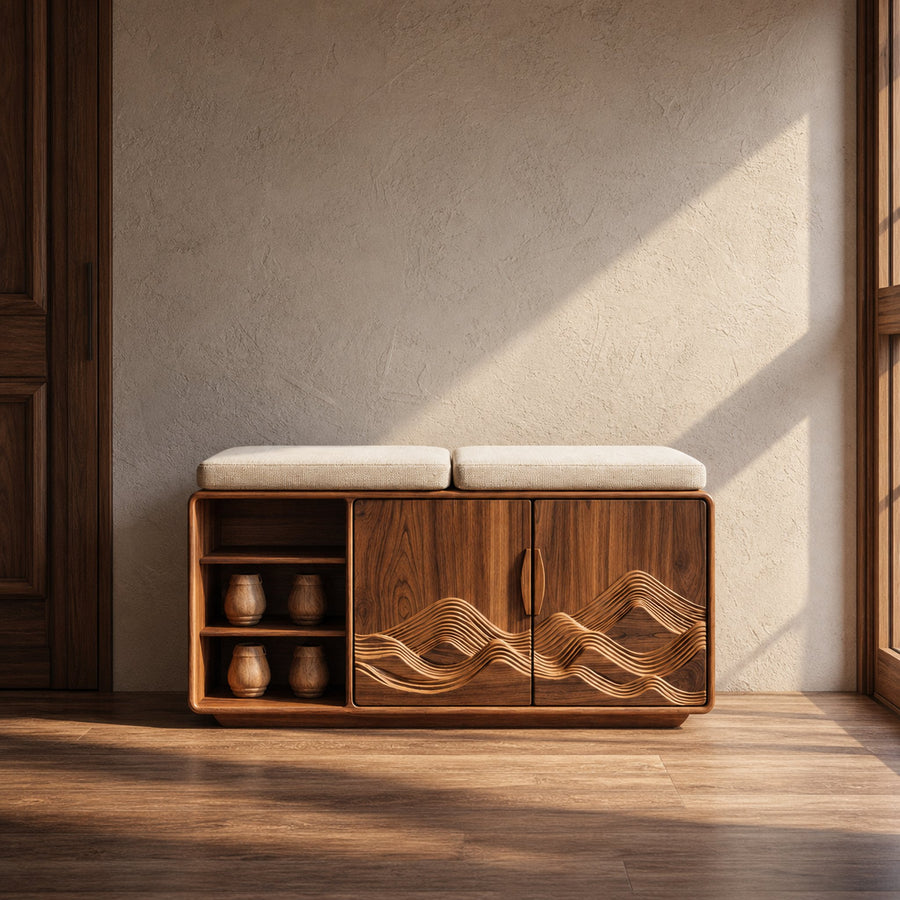 Rustic Shoe Bench For Hallway And Bedroom