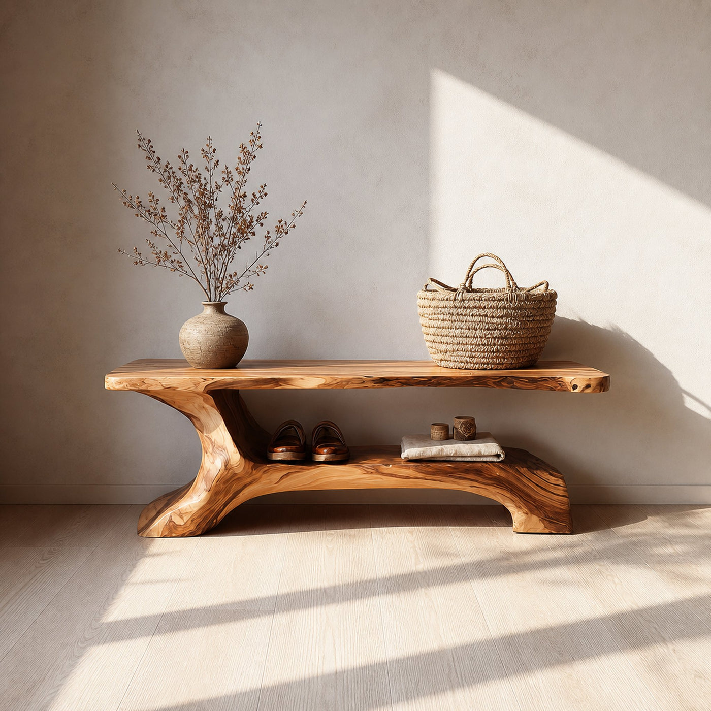 Rustic Shoe Bench Hallway Living Room Entryway