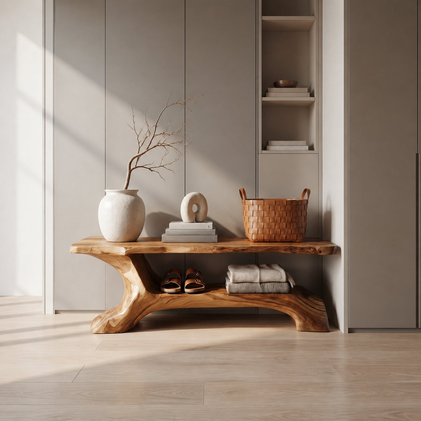 Rustic Shoe Bench Hallway Living Room Entryway - product view 6