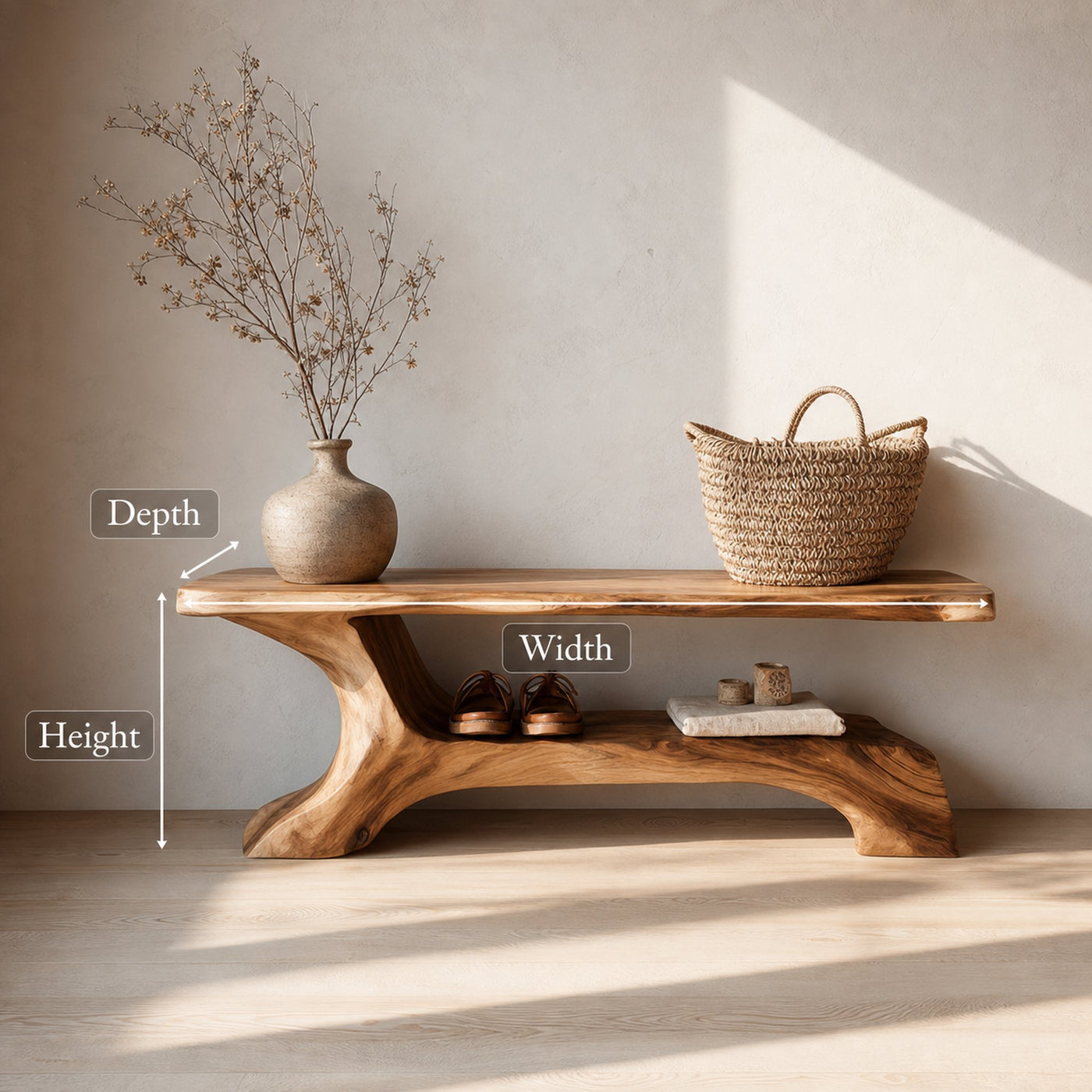 Rustic Shoe Bench Hallway Living Room Entryway - product view 8