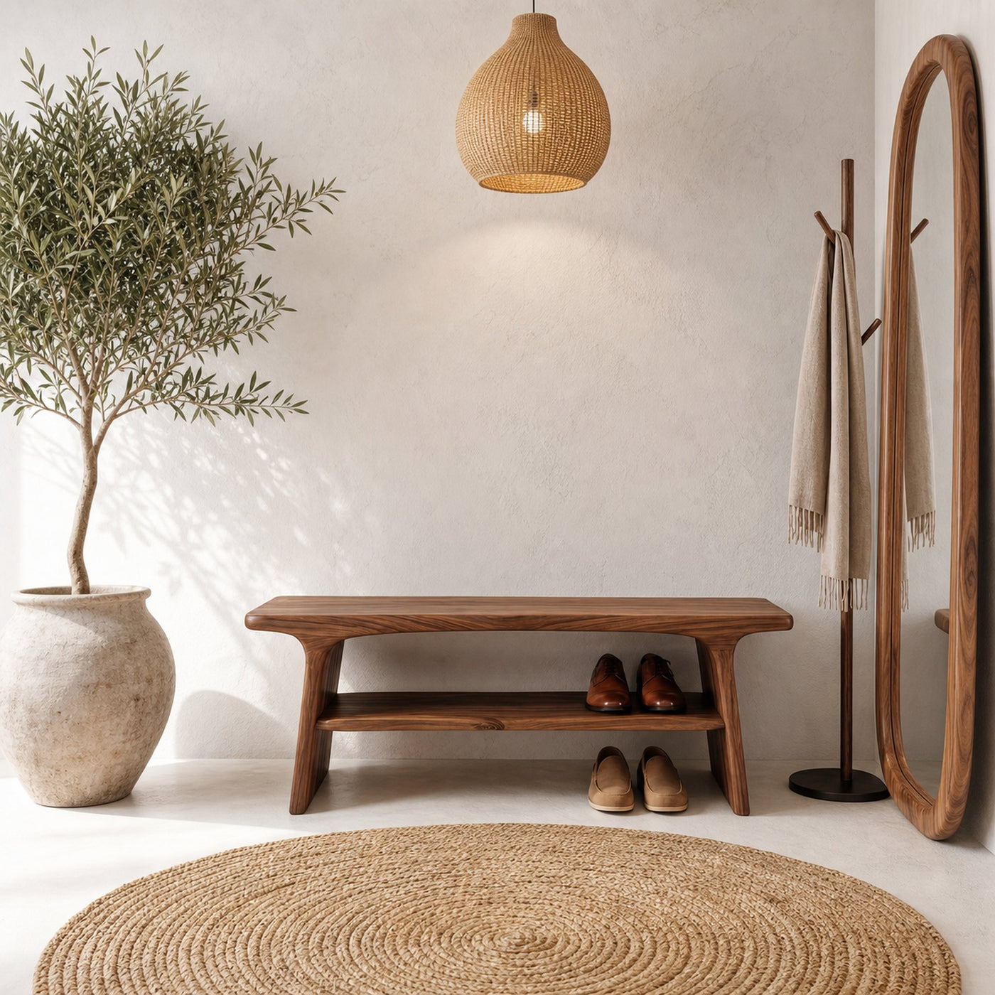 Rustic Shoe Bench With Natural Wood Storage For Entryway - product view 7