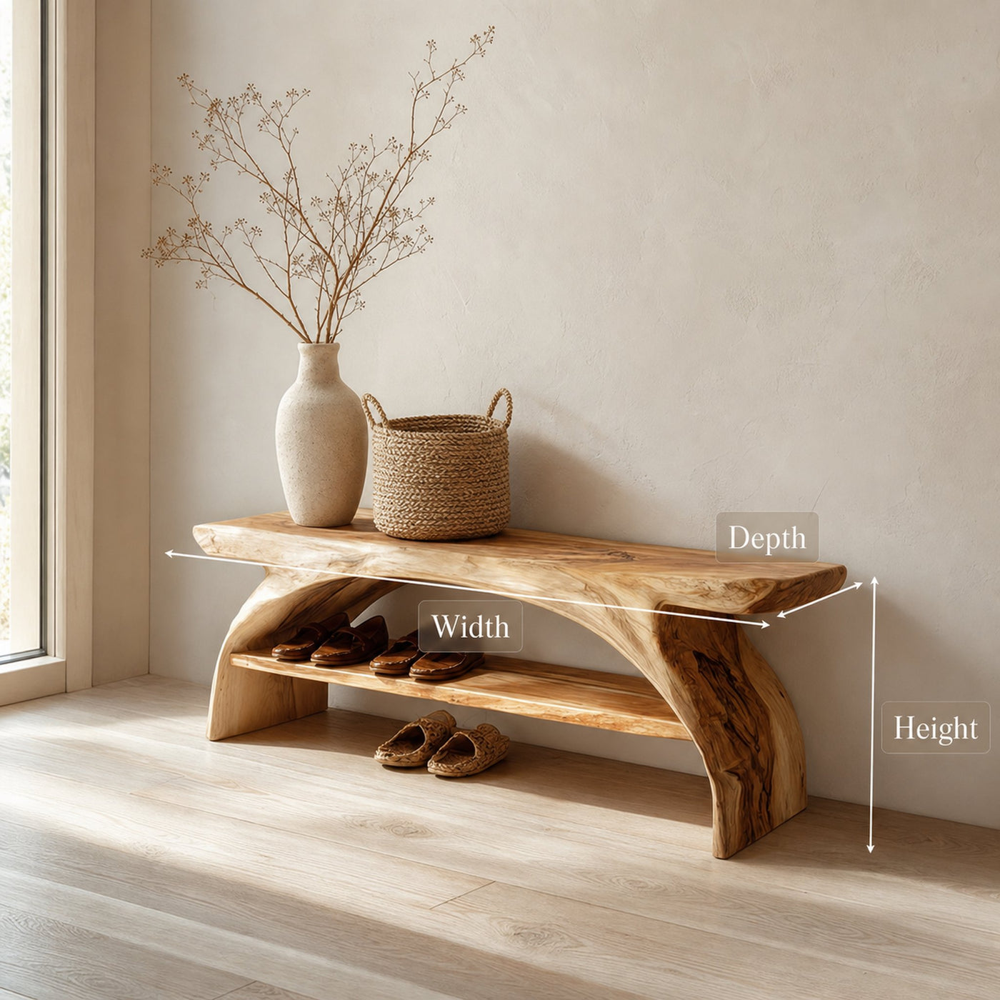 Rustic Shoe Storage Bench Entryway Living Room - product view 7