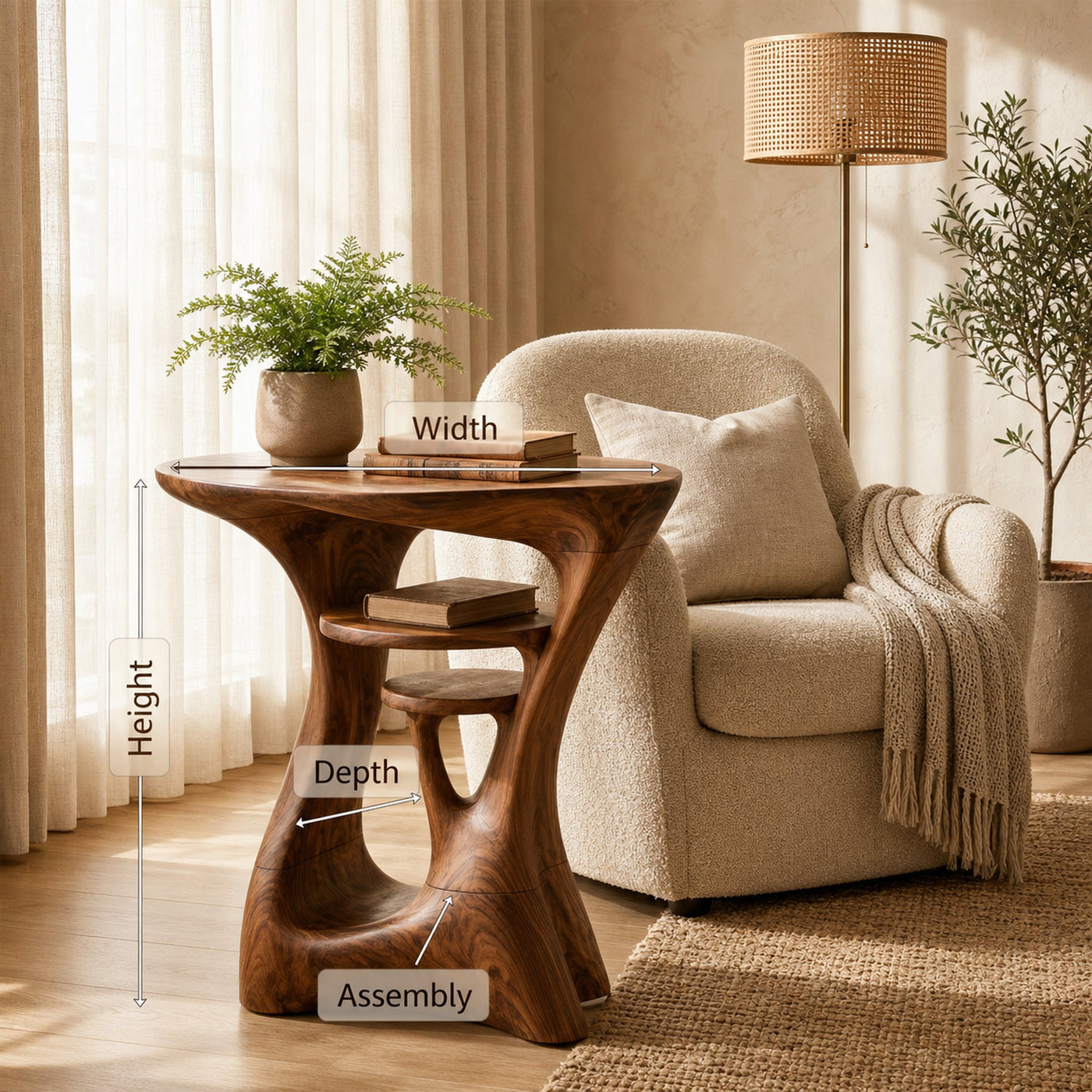 Rustic Side Table For Apartment Living Room - product view 8