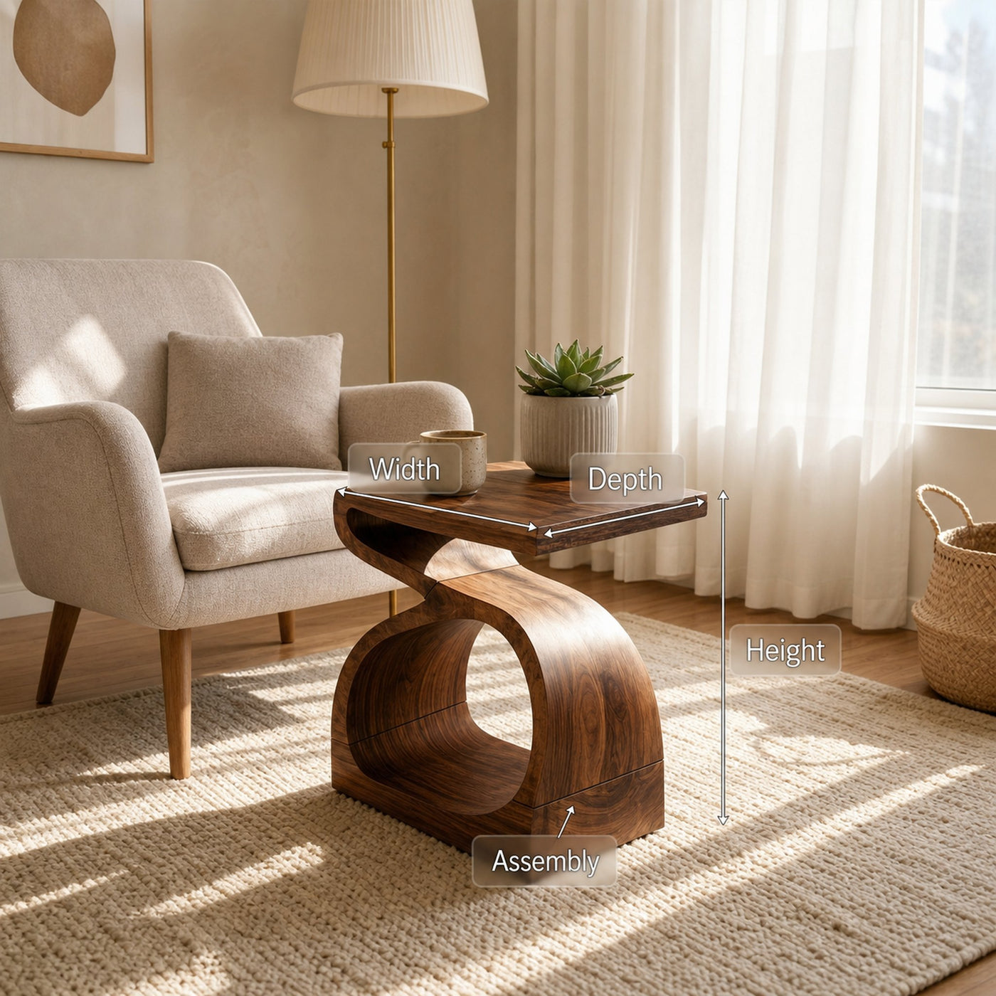 Rustic Side Table For Living Room Bedroom - product view 8