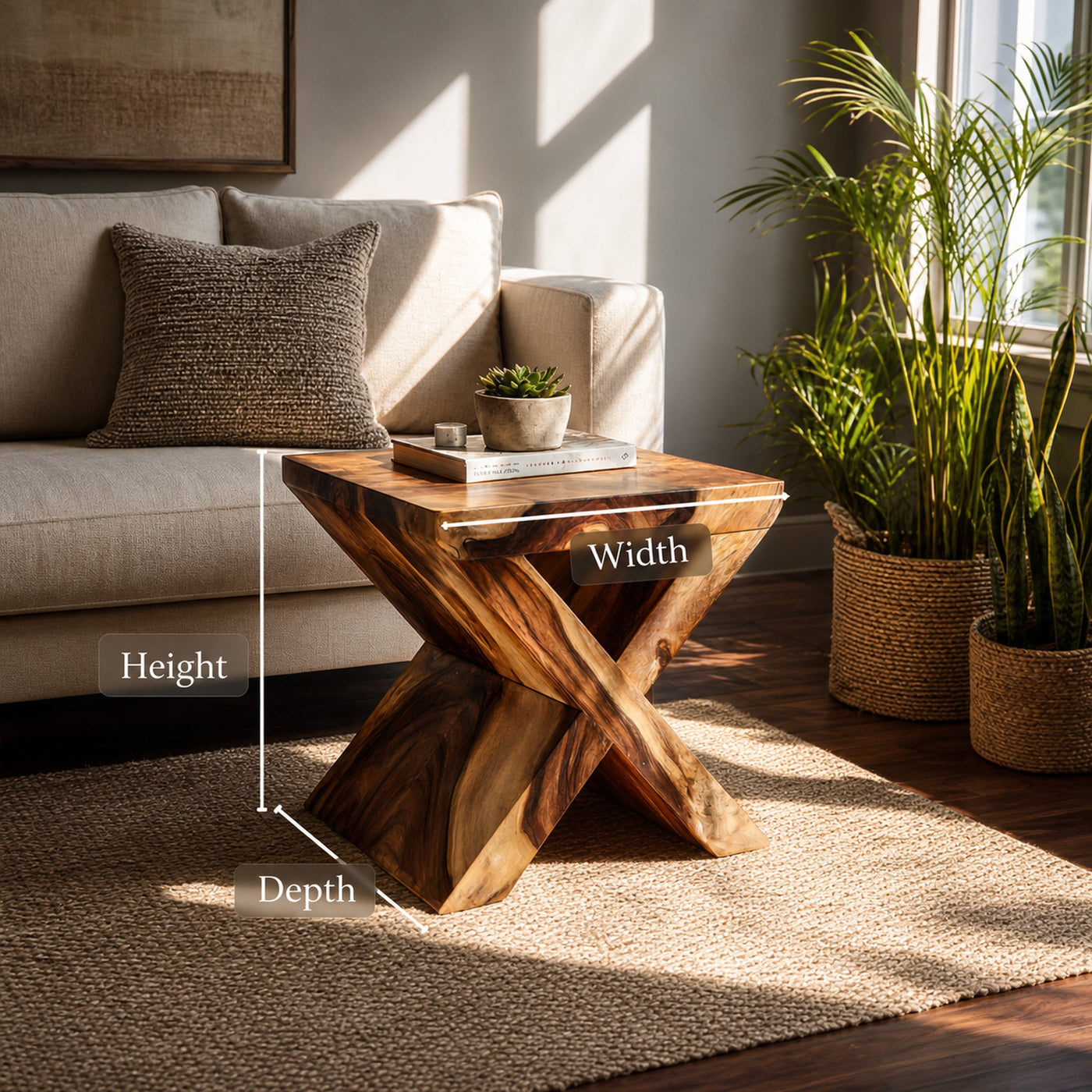 Rustic Side Table For Living Room Or Reading Nook - product view 6
