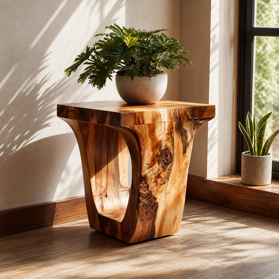 Rustic Side Table Small Shelf Design For Living Room