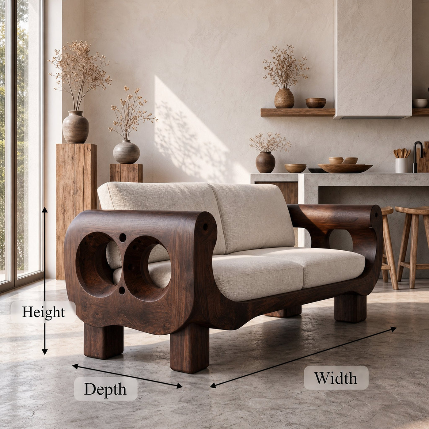Rustic Sofa Frame With Handcrafted Sculptural Wood Design For Living Room - product view 8