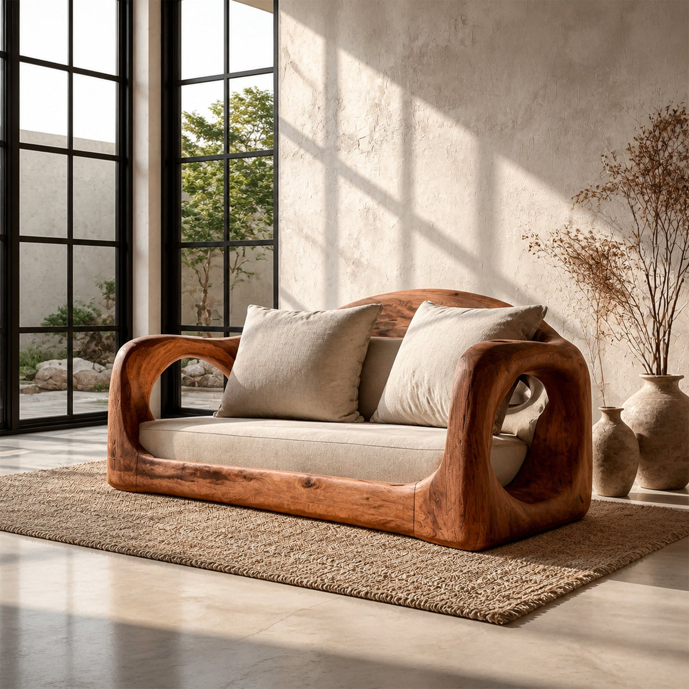Rustic Sofa Frame With Organic Loop Wood Design For Living Room - product view 6