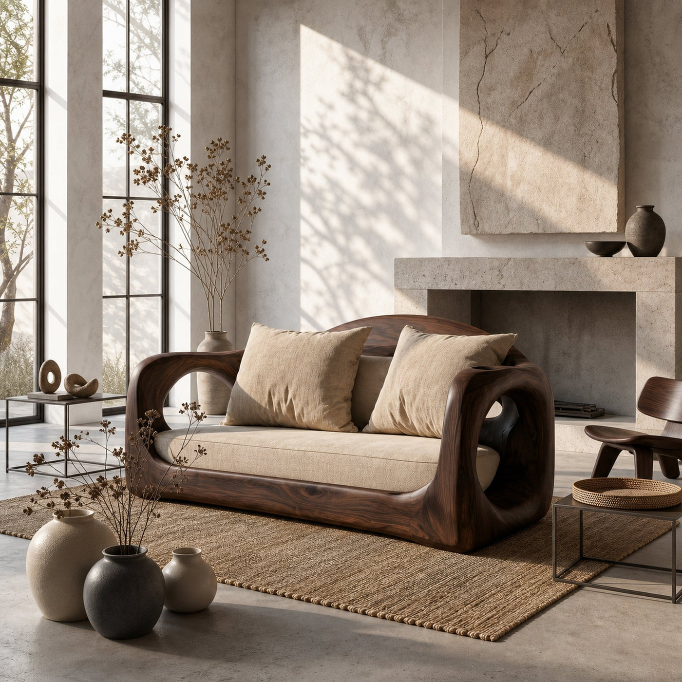 Rustic Sofa Frame With Organic Loop Wood Design For Living Room - product view 7
