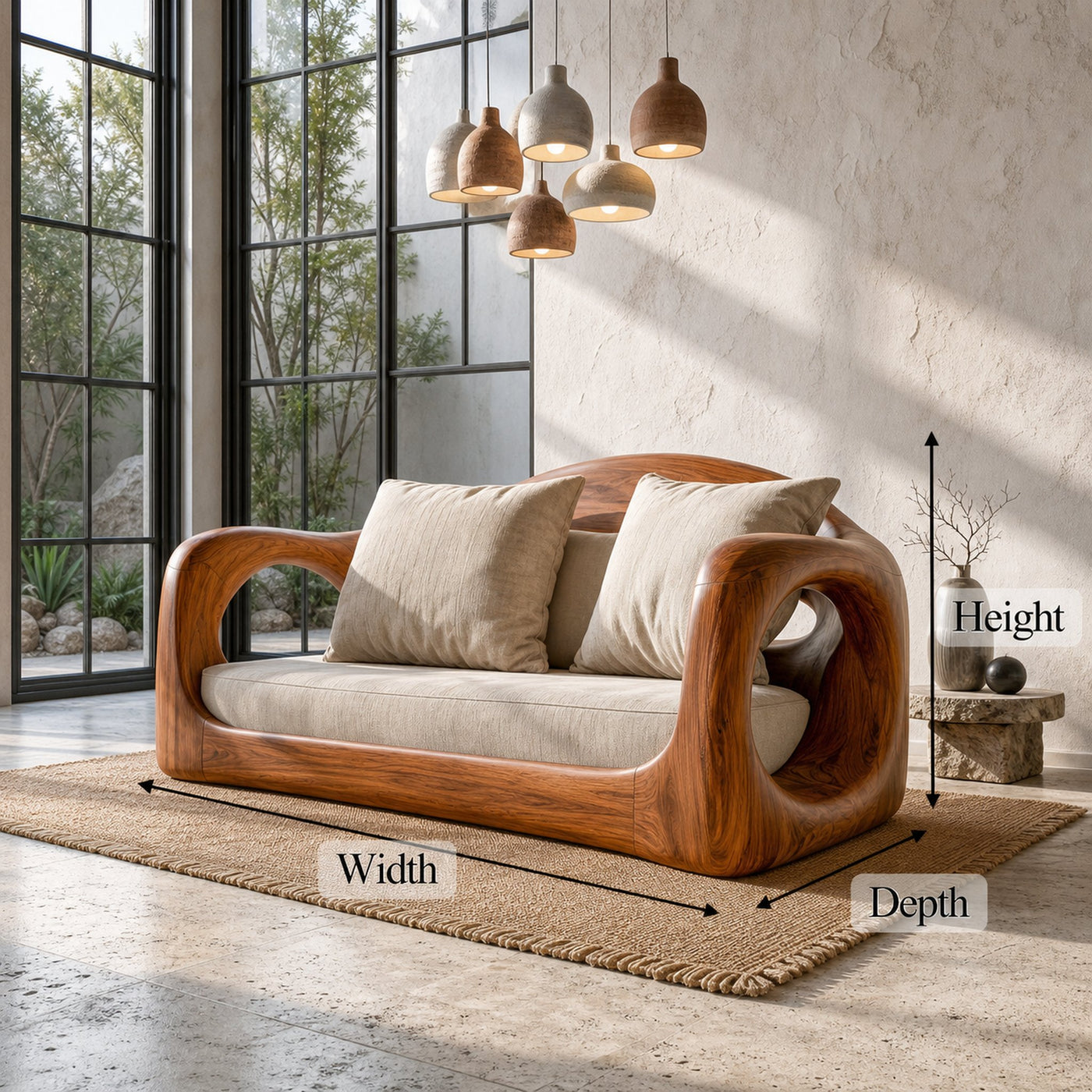 Rustic Sofa Frame With Organic Loop Wood Design For Living Room - product view 8