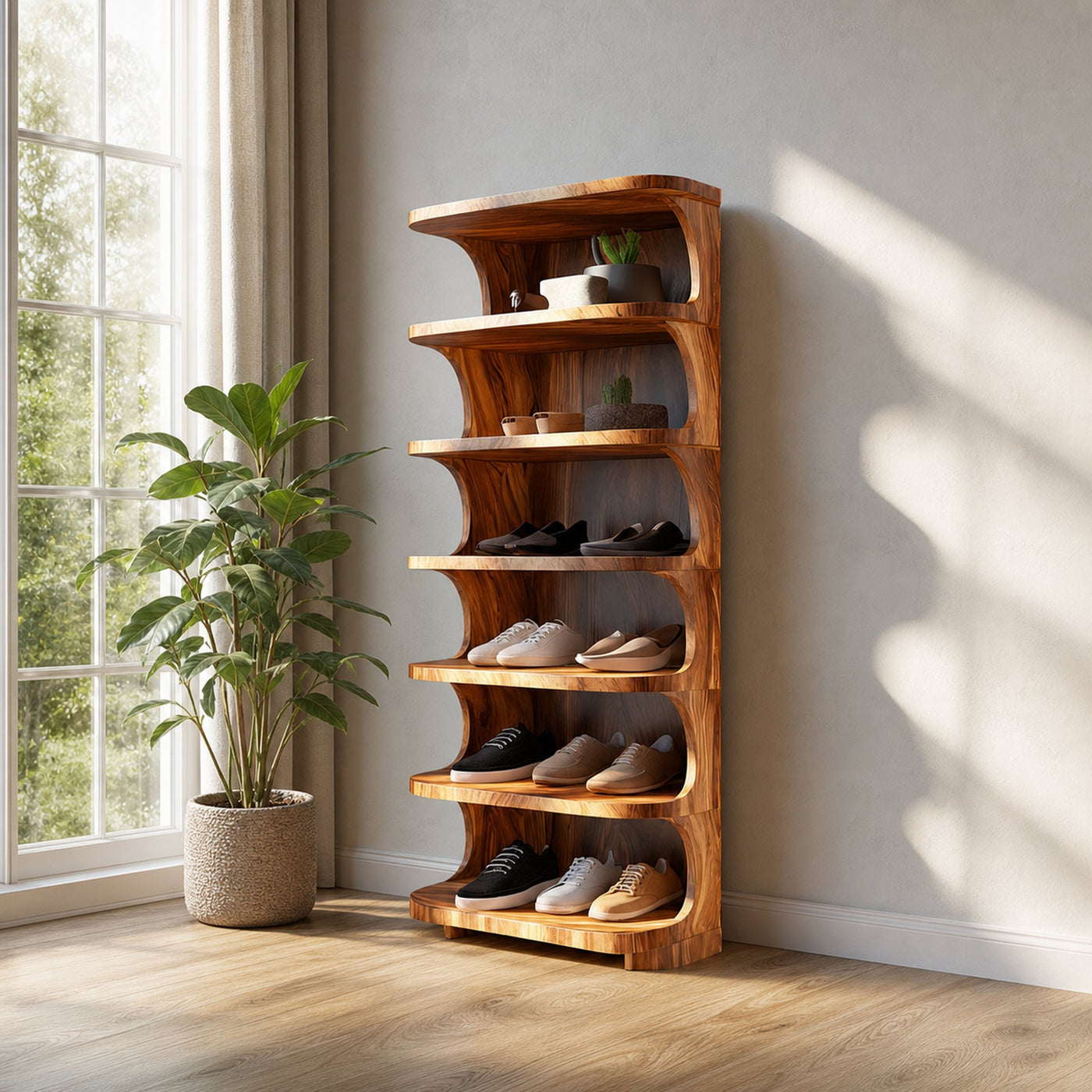 Rustic Soft Edge Shoe Rack Mudroom And Bedroom