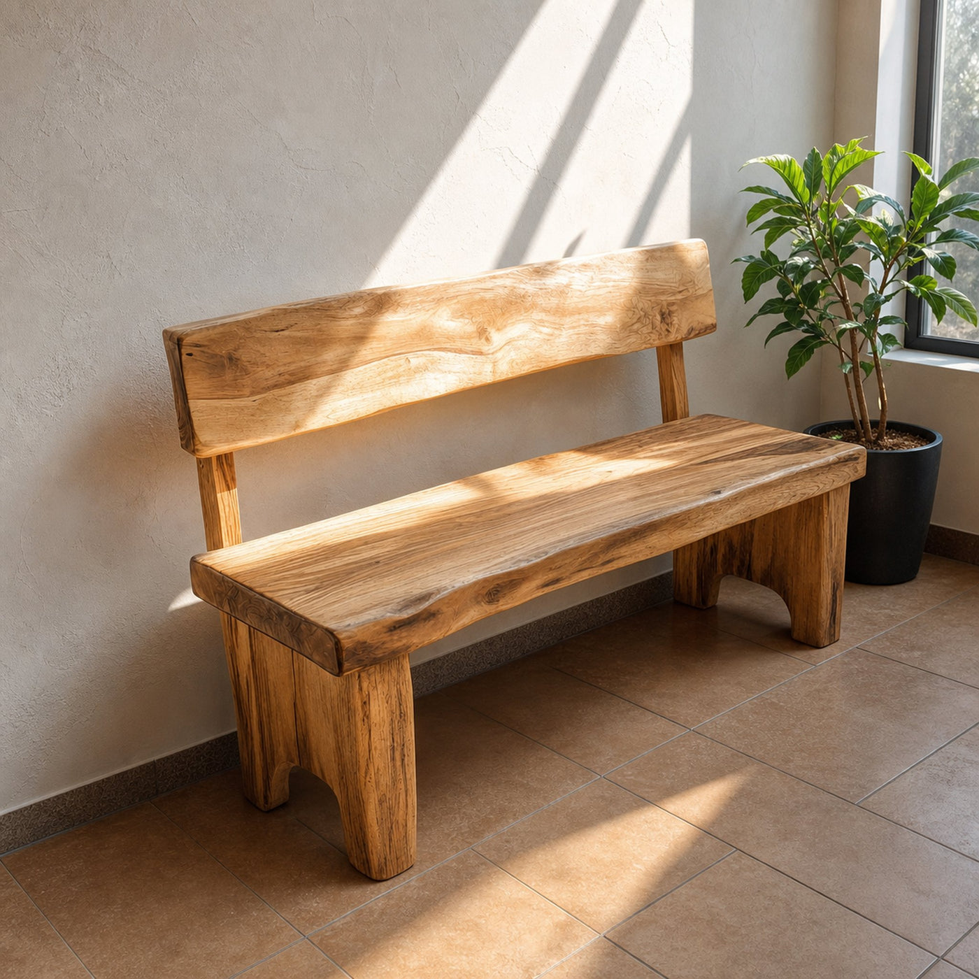 Rustic Solid Wood Bench Entryway Living Room