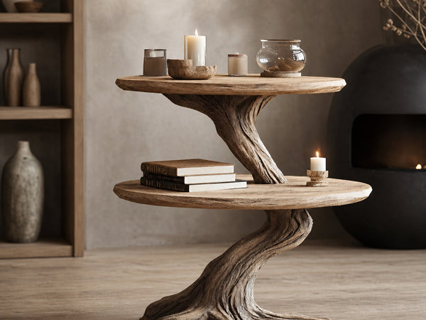 Rustic Solid Wood End Table For Modern Living Room