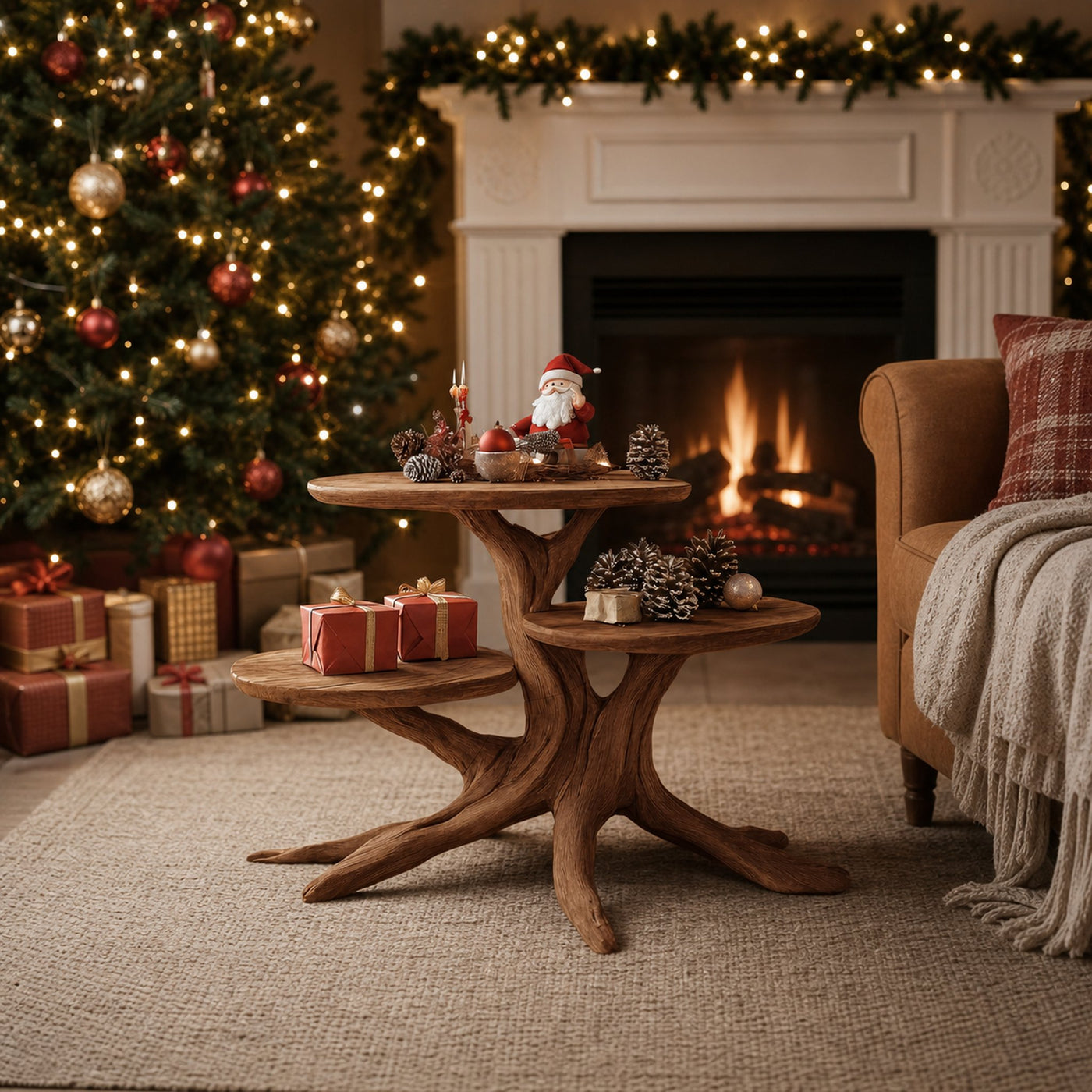 Rustic Solid Wood End Table For Warm Living Room - product view 6