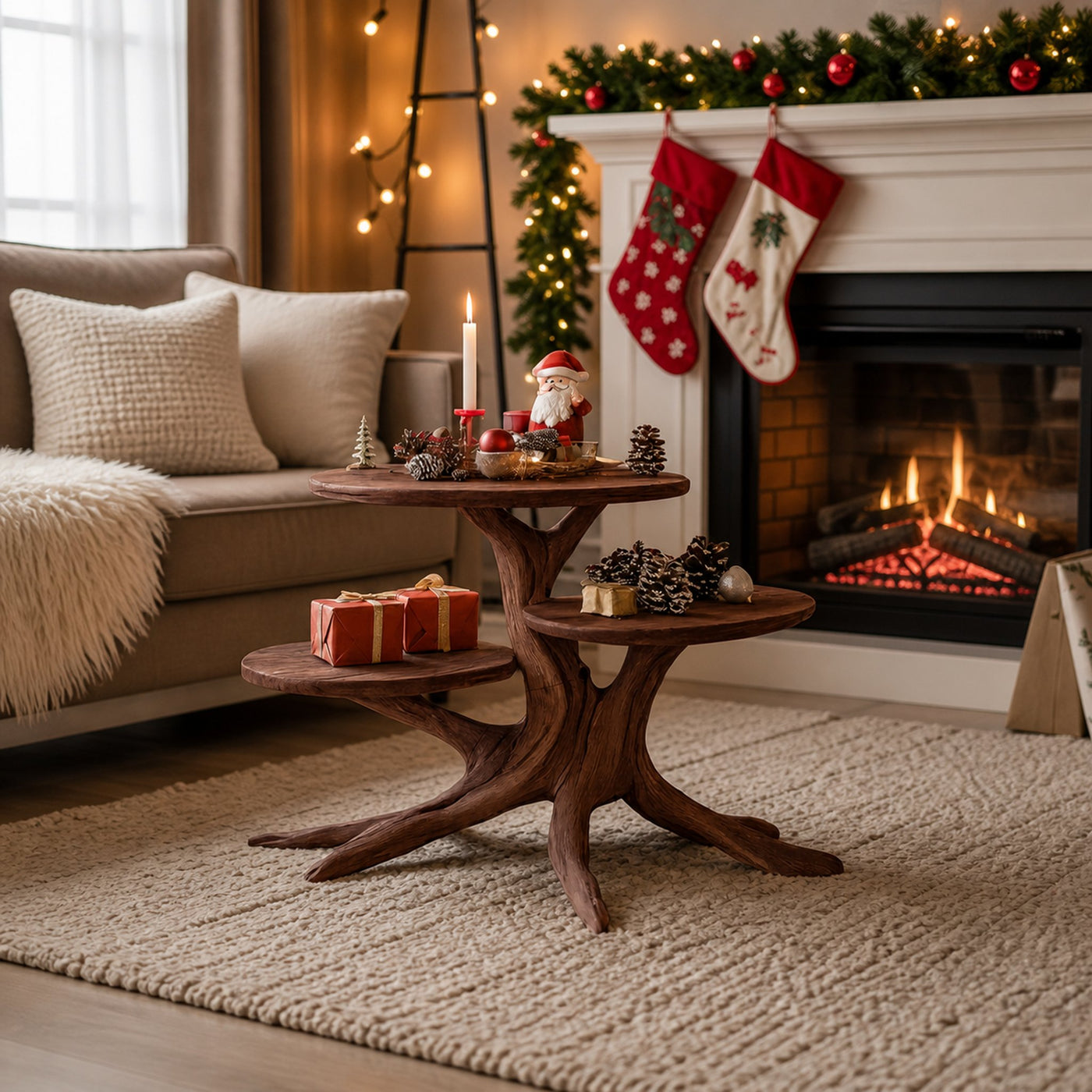 Rustic Solid Wood End Table For Warm Living Room - product view 7