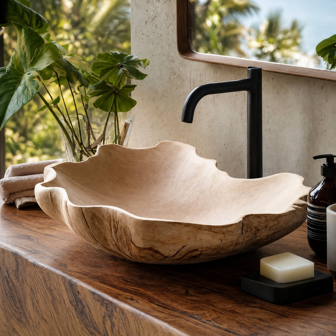 Rustic Solid Wood Sink For Bathroom
