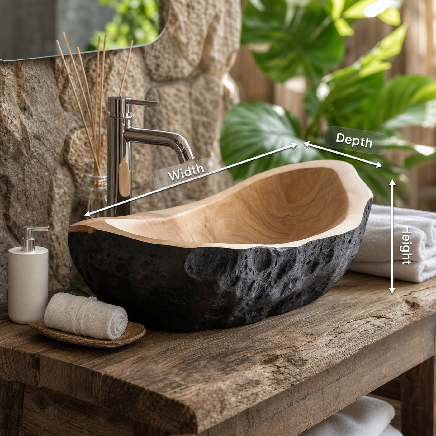 Rustic Solid Wood Sink For Elegant Bathroom - product view 8
