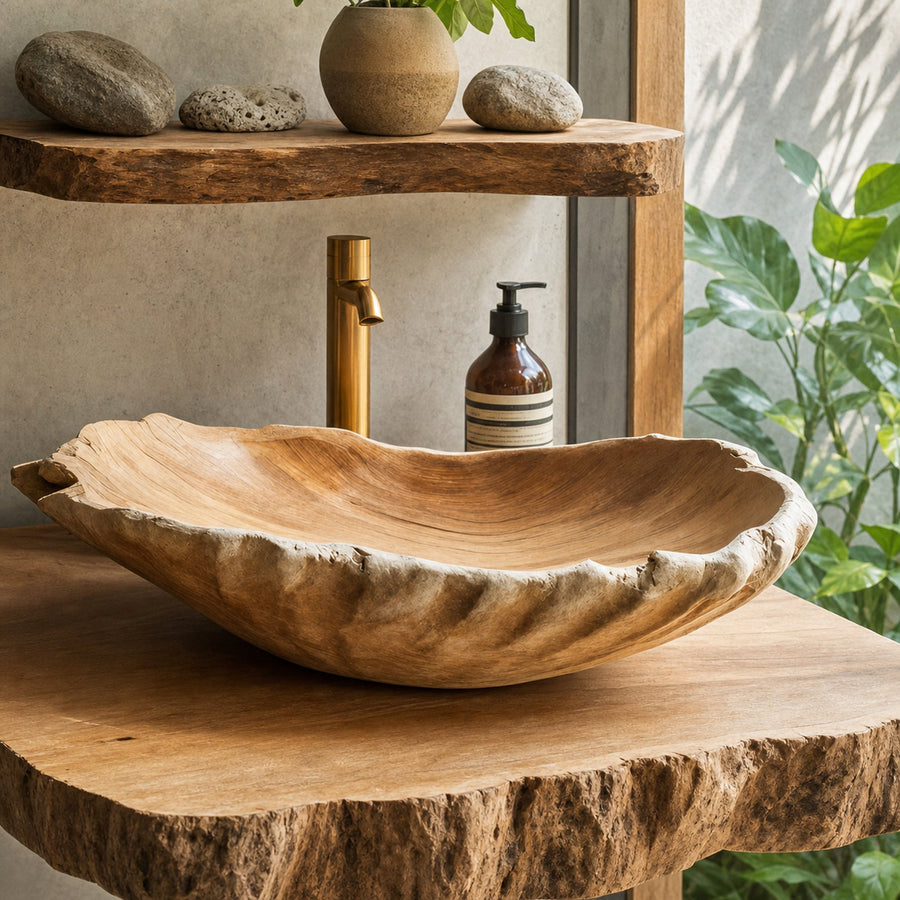 Rustic Solid Wood Sink For Farmhouse Furniture Styling