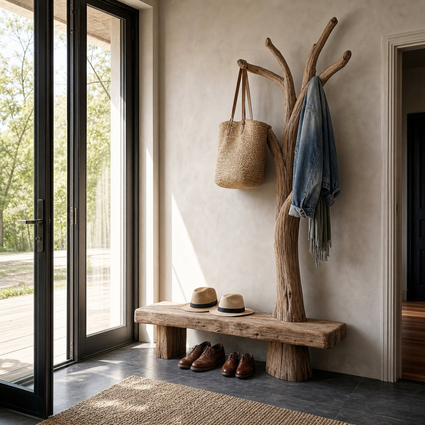 Rustic Standing Tree Coat Rack Entryway And Living Room - product view 6