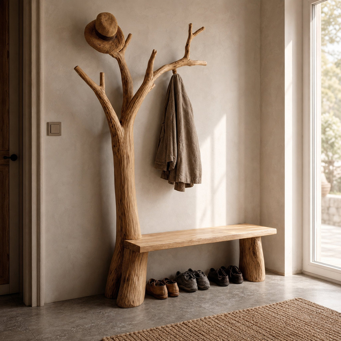 Rustic Standing Tree Coat Rack Entryway And Living Room - product view 7