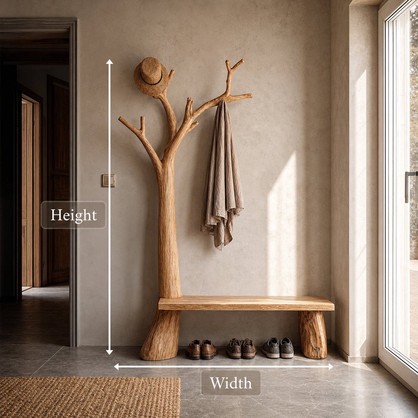 Rustic Standing Tree Coat Rack Entryway And Living Room - product view 8