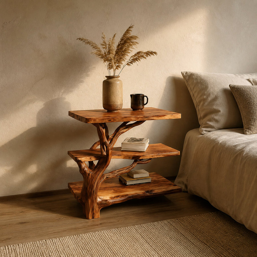 Rustic Tree Bedside Table Bedroom