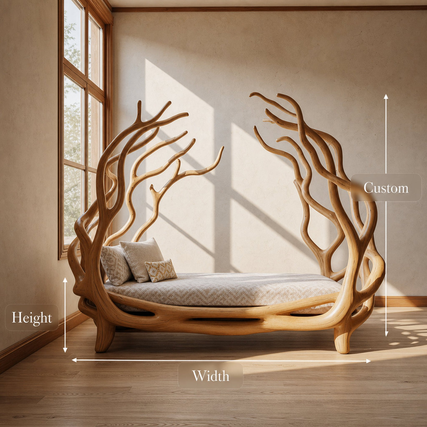 Rustic Tree Branch Bed Organic Bedroom Artistic Design - product view 6