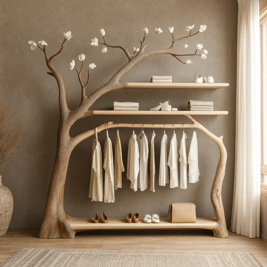 Rustic Tree Clothing Display Wardrobe Bedroom Decor