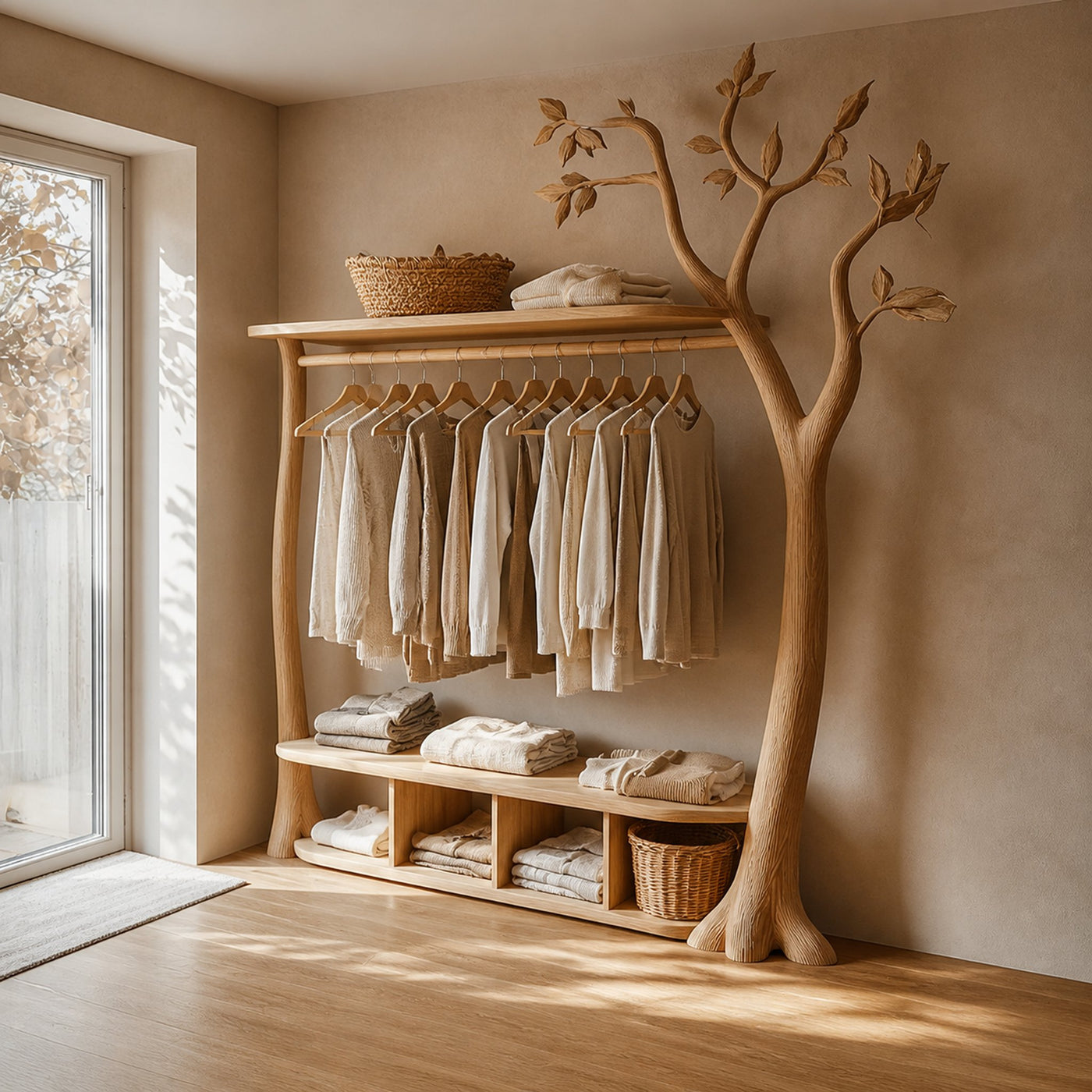 Rustic Tree Clothing Stand Bedroom Mudroom Entryway