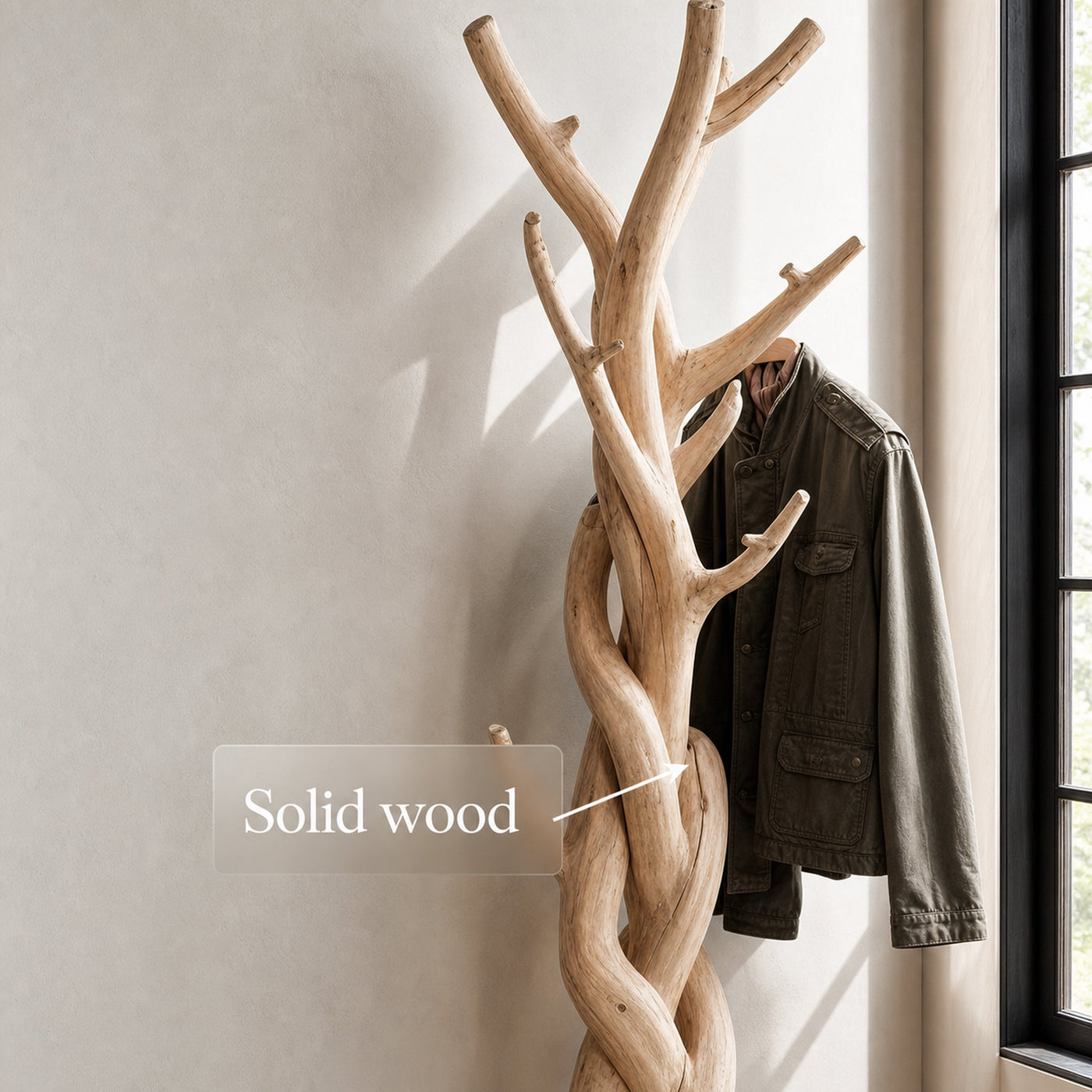 Rustic Tree Coat Rack Bedroom Closet - product view 7