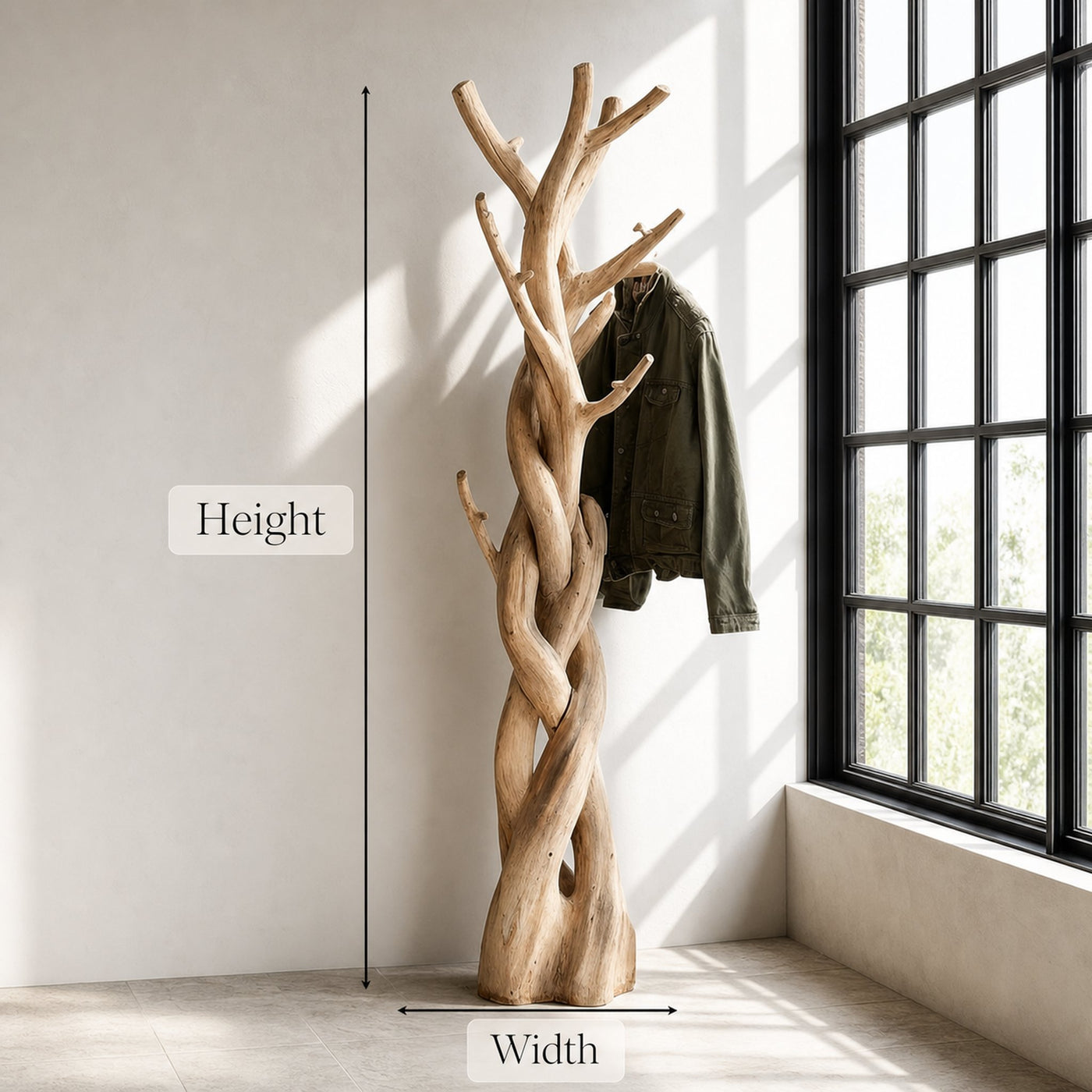 Rustic Tree Coat Rack Bedroom Closet - product view 8