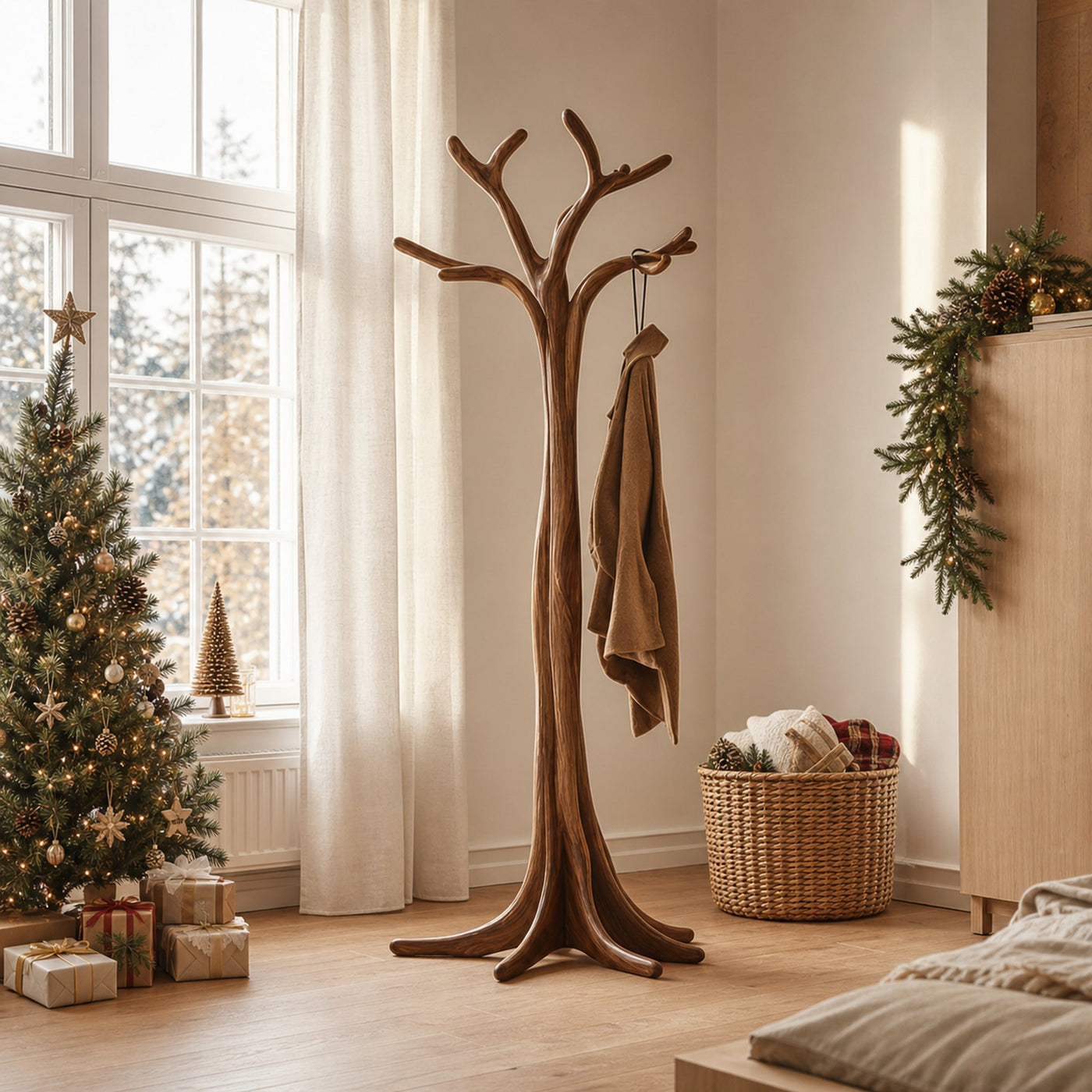 Rustic Tree Coat Rack Christmas Holiday Entryway Decor