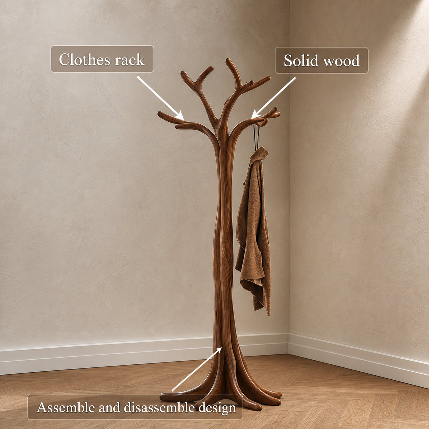 Rustic Tree Coat Rack Christmas Holiday Entryway Decor - product view 6