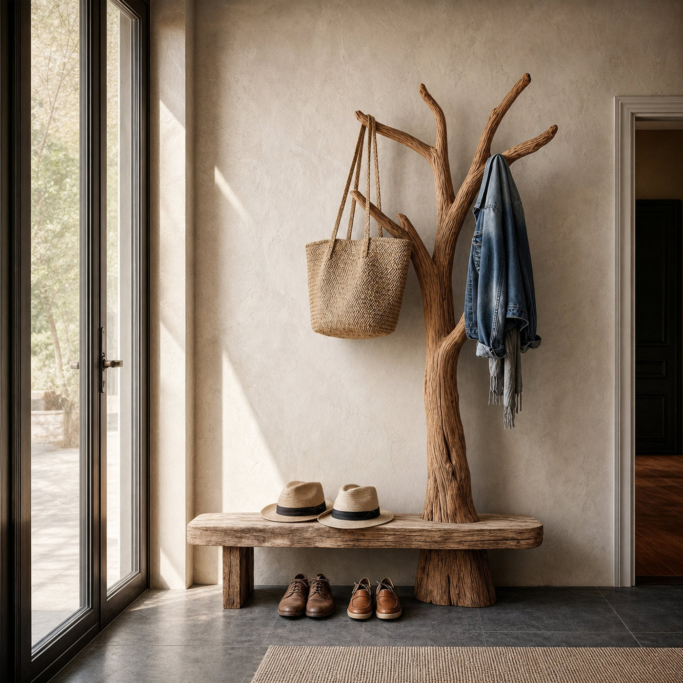 Rustic Tree Coat Rack Entryway And Hallway