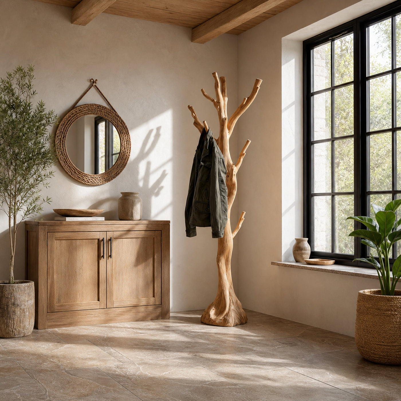 Rustic Tree Coat Rack Entryway Hallway - product view 6