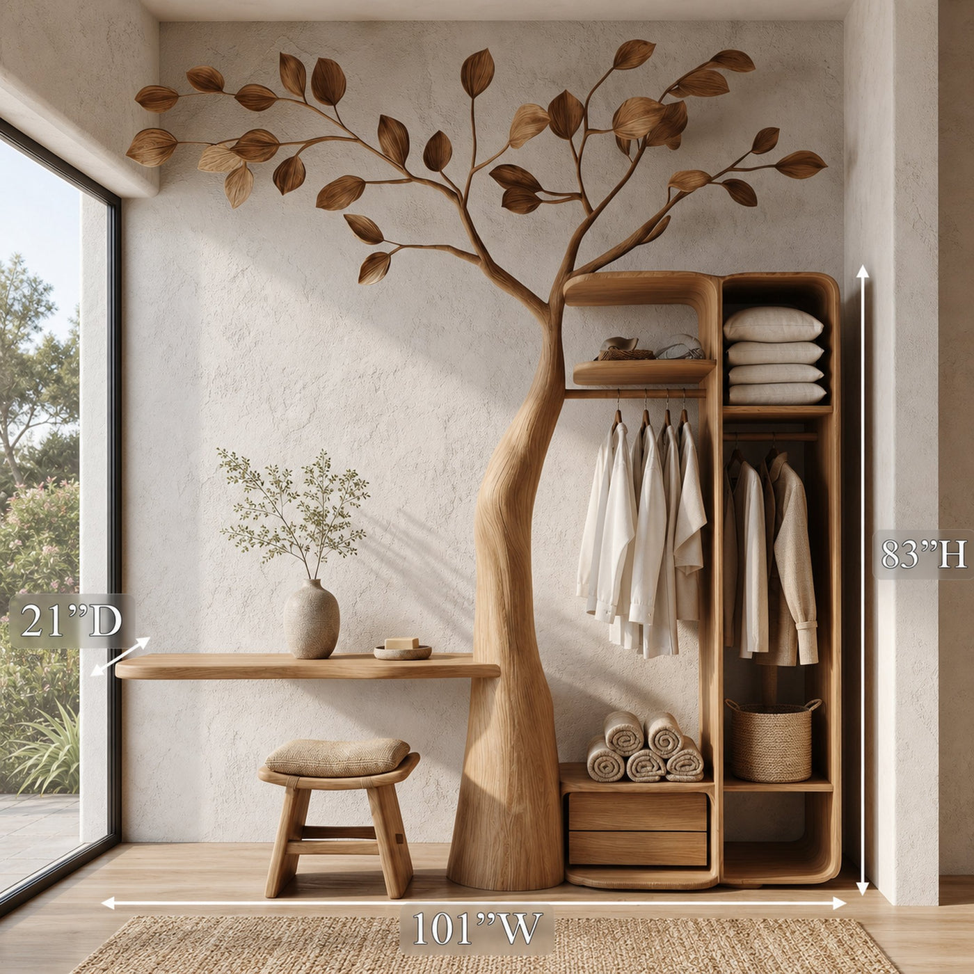 Rustic Tree Coat Rack Wall Mount Vanity Bedroom And Dressing Room - product view 8
