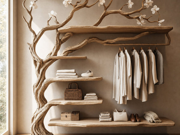 Rustic Tree Coat Rack Wall Mounted Handcrafted
