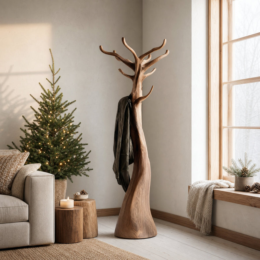 Rustic Tree Coat Stand Christmas Holiday Natural Room Display