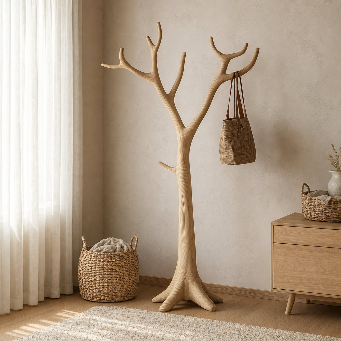 Rustic Tree Coat Stand Entryway Closet