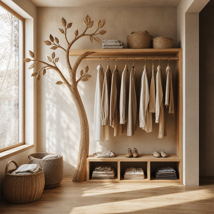 Rustic Tree Coat and Clothing Rack Living Room