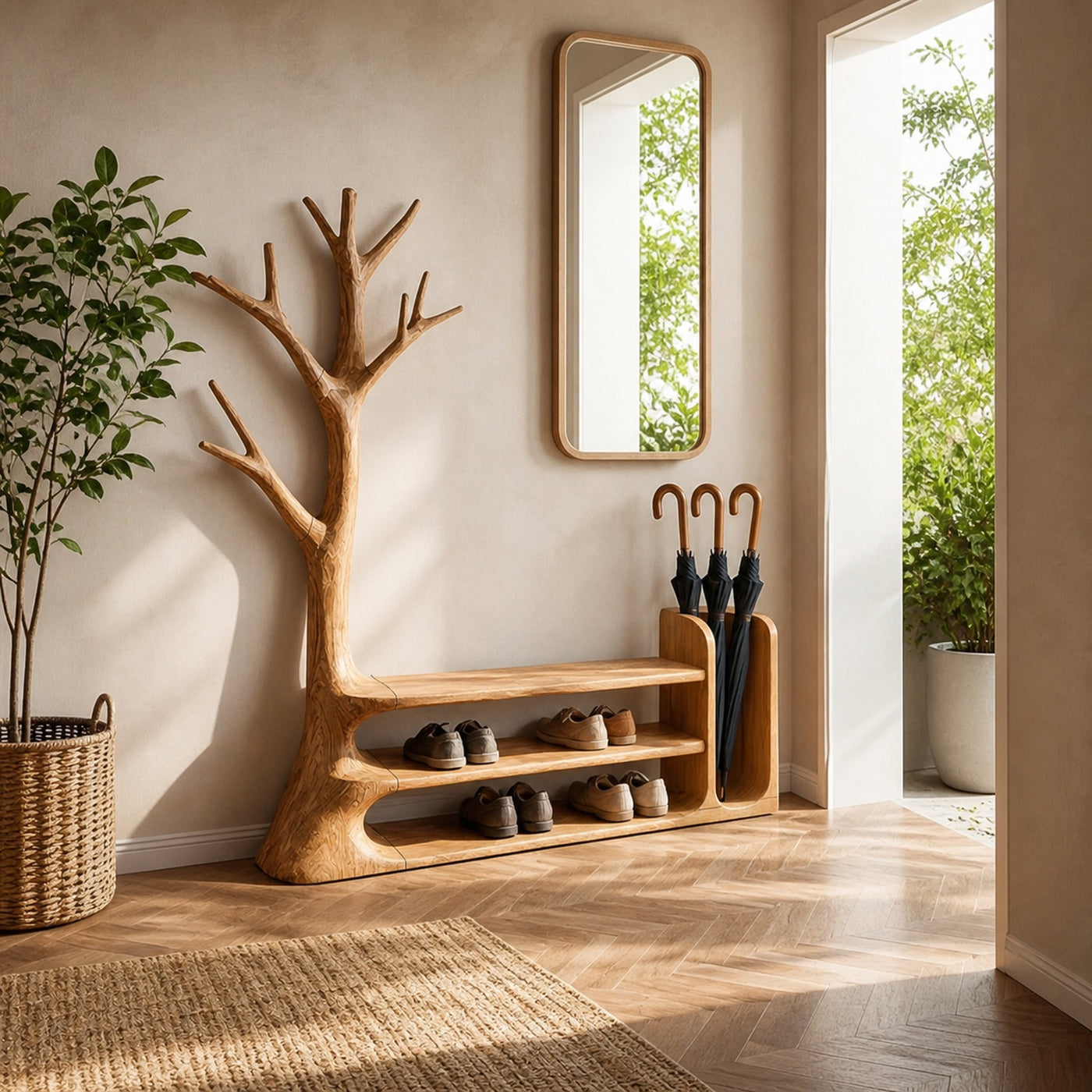 Rustic Tree Entryway Bench For Entryway And Hallway