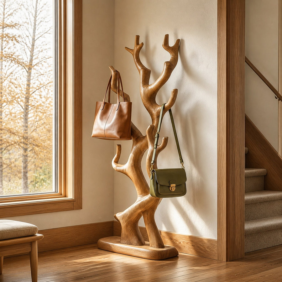 Rustic Tree Inspired Coat Stand For Entryway And Hallway Space