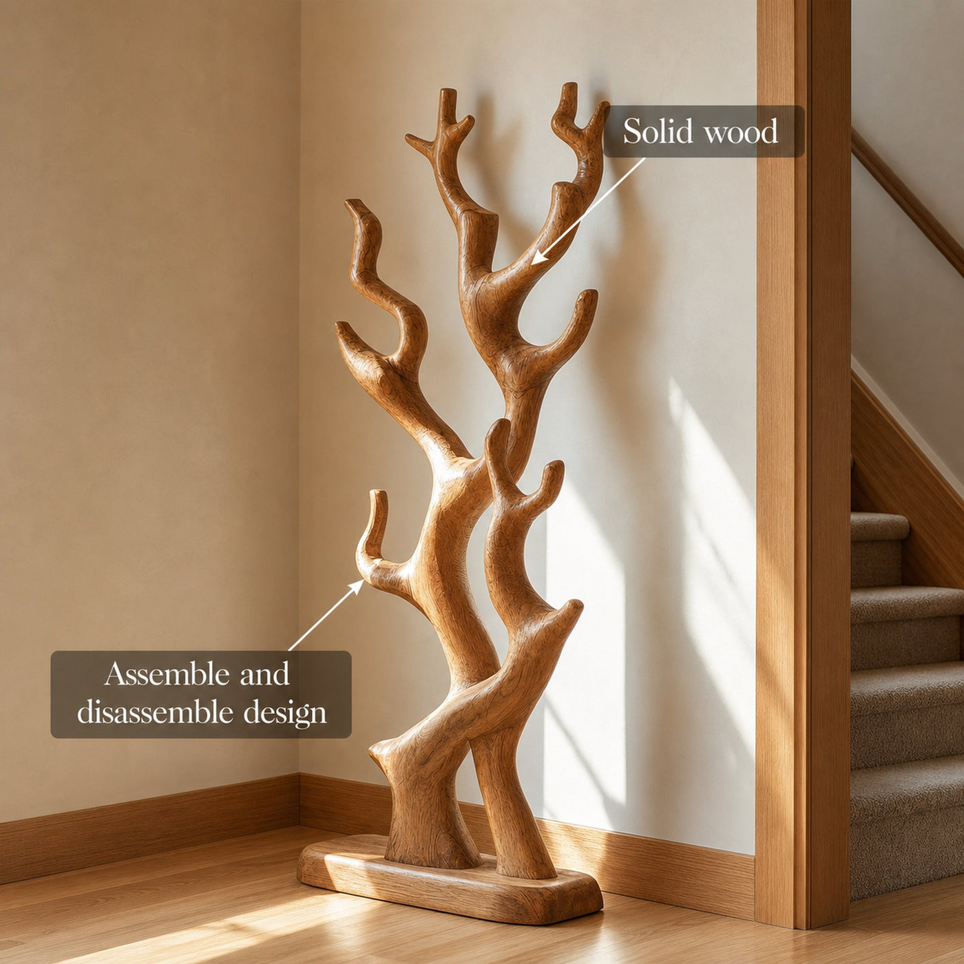 Rustic Tree Inspired Coat Stand For Entryway And Hallway Space - product view 7