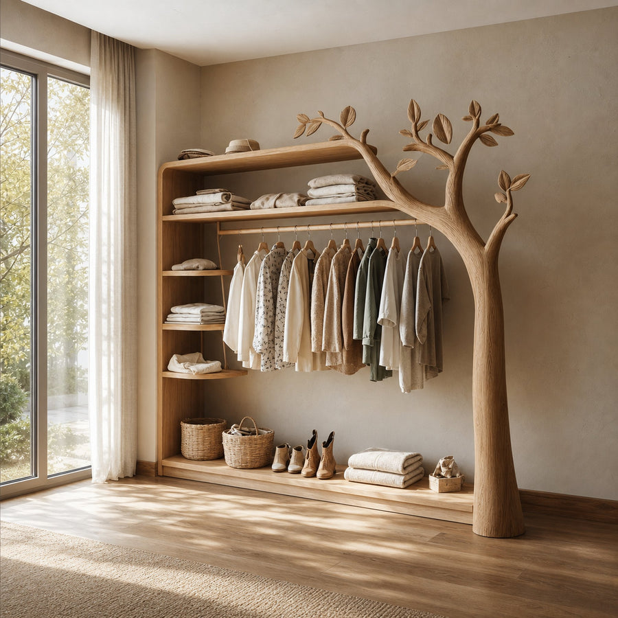 Rustic Tree Wardrobe Rack Bedroom Or Entryway Closet Storage